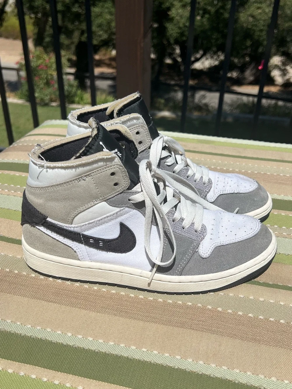 Nike Grey and White High-Top Sneakers